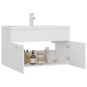 Berkfield Sink Cabinet with Built-in Basin White Engineered Wood