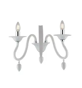 Luminosa ESTEFAN Twin 2 Light Candle Wall Light White 39x29x23cm