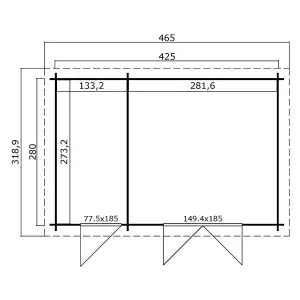 Lasita Osland Belmont 2 Two Room Log Cabin - 4.25m x 2.8m - Summer House with Side Store