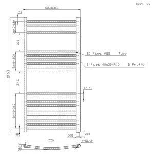 Right Radiators Prefilled Electric Curved Heated Towel Rail Bathroom Ladder Warmer Rads - Chrome 1200x600 mm