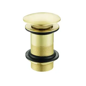 Nes Home Push Button Unslotted Basin Waste Sprung Brushed Brass