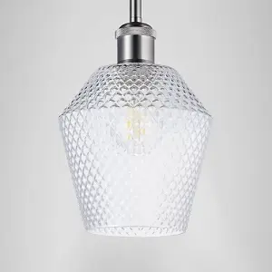 Modern and Compact Diamond Design Clear Glass Pendant Lamp Shade - 17cm x 17cm