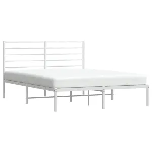 Berkfield Metal Bed Frame with Headboard White 120x200 cm