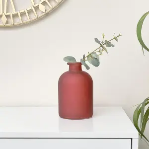 Melody Maison Red Frosted Glass Bottle Vase -18cm