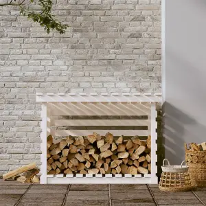 Berkfield Firewood Rack White 108x73x79 cm Solid Wood Pine