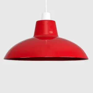 ValueLights Civic Retro Style Red Metal Easy Fit Ceiling Pendant Light Shade