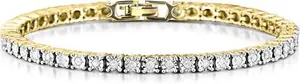 Diamond Set 1.00Ct Tennis Bracelet In 18K Gold Vermeil