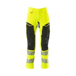 Mascot Accelerate Safe Trousers with Kneepad Pockets - Hi-Vis Yellow/Black   (36.5) (Leg Length - Long)