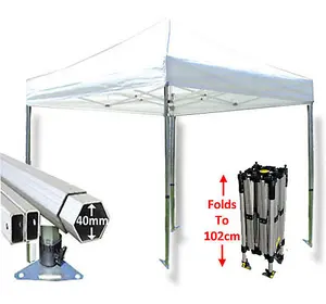 3m x 3m Compact 40 Instant Shelter Pop Up Gazebos Frame & Canopy - White