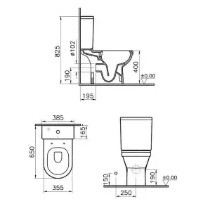 Vitra S50 rimless close coupled pan cistern and soft close seat