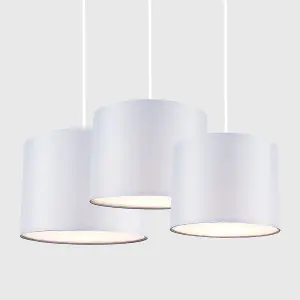 ValueLights Torbery 3 Pack Modern Grey Drum Pendant Ceiling Light Shades with Diffusers