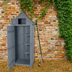 Outdoor Bideford Garden Wooden Storage Cabinet Tool Shed - Grey