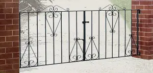 CLEVE Metal Scroll Double Driveway Garden Gate 2134mm GAP x 914mm High CDZP10