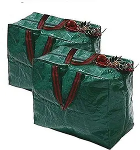 Ram 2 X Large Christmas Decoration Storage Bags Tinsel Baubles Xmas Decor Zipped Storage Bags