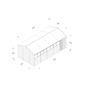 4LIFE Reverse Apex Shed 20x10 - Double Door - 8 Windows