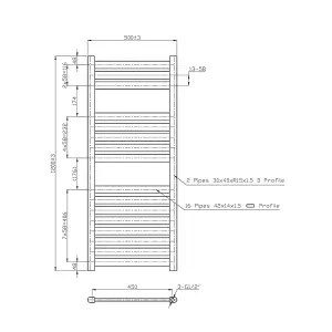 Rinse Flat Panel Chrome Towel Radiator Bathroom Heated Towel Rail 1200x500mm