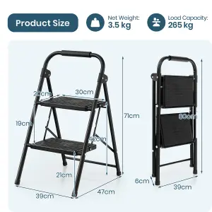 Costway Folding 2 Step Ladder Heavy Duty Safety Anti-Slip Stool Portable Step Stool