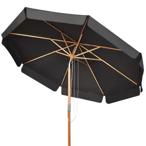 Costway 3m Garden Parasol Tilt Bar Market Table Umbrella with Valance and 8 Solid Ribs