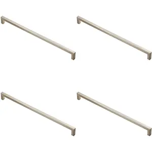 4x Square Block Handle Pull Handle 330 x 10mm 320mm Fixing Centres Satin Nickel