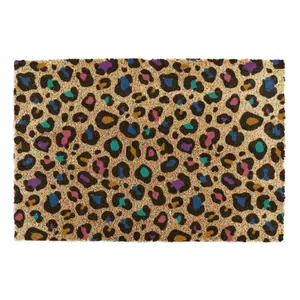 Multi Colour Leopard Print Doormat (90 x 60cm)