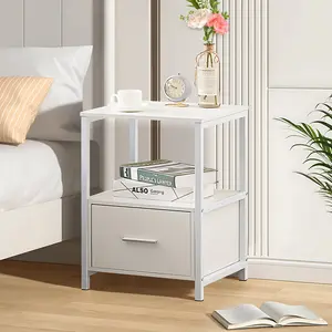 NS 1 Drawer Bedside Table White