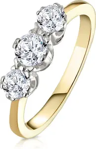 Emily 18K Gold 3 Stone Diamond Ring 0.75Ct