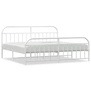 Berkfield Metal Bed Frame with Headboard and Footboard White 200x200 cm