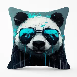 Panda With Blue Glasses Splashart Cushions 45cm x 45cm