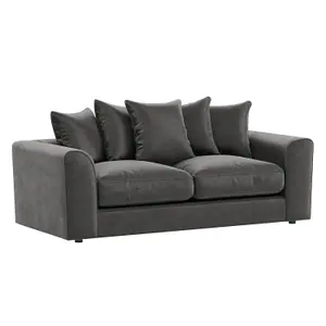 Brooklyn Plush Velvet Fibre Fabric 3 Seater sofa Grey