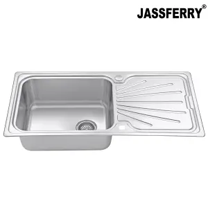 JASSFERRY Kitchen Sink Stainless Steel Large Bowl Welding Style Inset Reversible Drainer