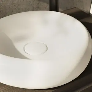 GoodHome Kentia Matt White Round Counter top Basin (W)39.6cm