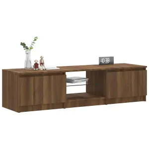 Berkfield TV Cabinet with LED Lights Brown Oak 140x40x35.5 cm