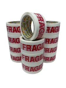 6 Pack of Fragile Stikky Tape - 50mm x 66m