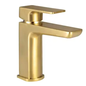 Brushed Brass Gold Muro Mono Basin Mixer Tap t71