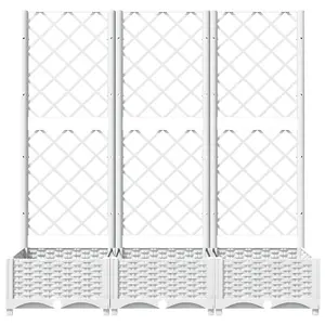 Berkfield Garden Planter with Trellis White 120x40x121.5 cm PP