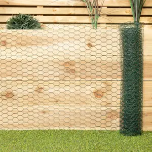 5m x 0.6m x 25mm Green PVC Coated Galvanised Chicken Garden Wire Netting or Fencing