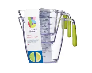 Colourworks 3 Piece Green Acrylic Measuring Jug Set