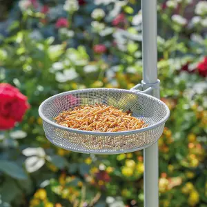 Complete Bird Feeding Station - Metal Outdoor Garden Wild Bird Seed, Nut, Suet Ball Feeder - H240 x W56 x D56cm, Sage Green