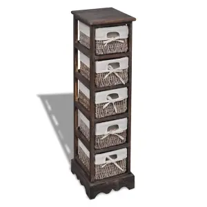 Berkfield Wooden Storage Rack 5 Weaving Baskets Brown