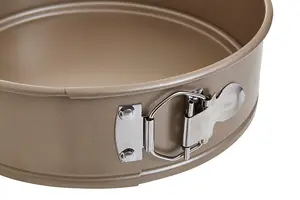 Interiors by Premier Non-Stick Springform Cake Tin, Champagne Finished Carbon Steel Round Cake Pan with Removeable Bottom