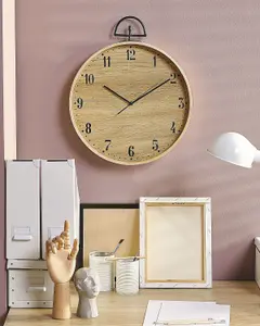 Beliani Retro Wall Clock OPFIKON Light Wood