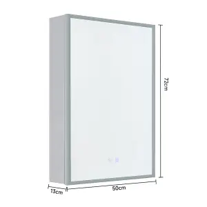 Surface Mount Frameless 1-Door LED Mirrored Bathroom Cabinet