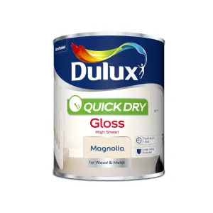 Dulux Quick dry Magnolia Gloss Metal & wood paint, 750ml