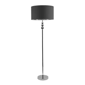 ValueLights Marissa Chrome Stacked Ball Floor Lamp with Charcoal with Chrome Inner Lamp Shade and LED Bulb