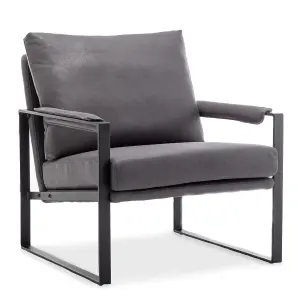 Faux Leather Suede Grey Graziana Accent Chair