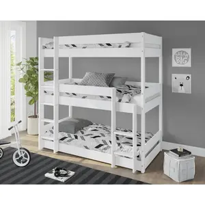 Kansas Single (3') Triple Sleeper Bunk Bunk Bed White