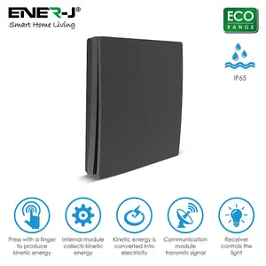 ENER-J Wireless Kinetic 1 Gang Switch Eco Series (Black body)