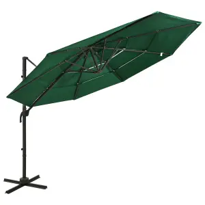 Berkfield 4-Tier Parasol with Aluminium Pole Green 3x3 m