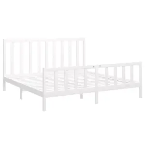 Berkfield Bed Frame White Solid Wood Pine 200x200 cm