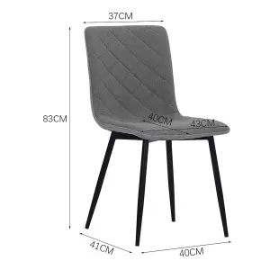 Set of 4 Grey Dining Chairs Linen Upholstered Dining Chair Set Accent Chair with Metal Legs